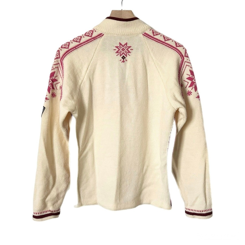 Dale of Norway Womens Merino Wool Quarter Zip Nordic Snowflake Sweater Cream Med - Picture 5 of 10